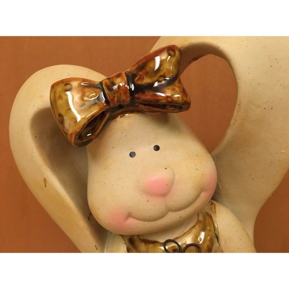 Terry's Village Garden Bunny #2 Stoneware Metal Basket  10" Easter Spring - Picture 2 of 11